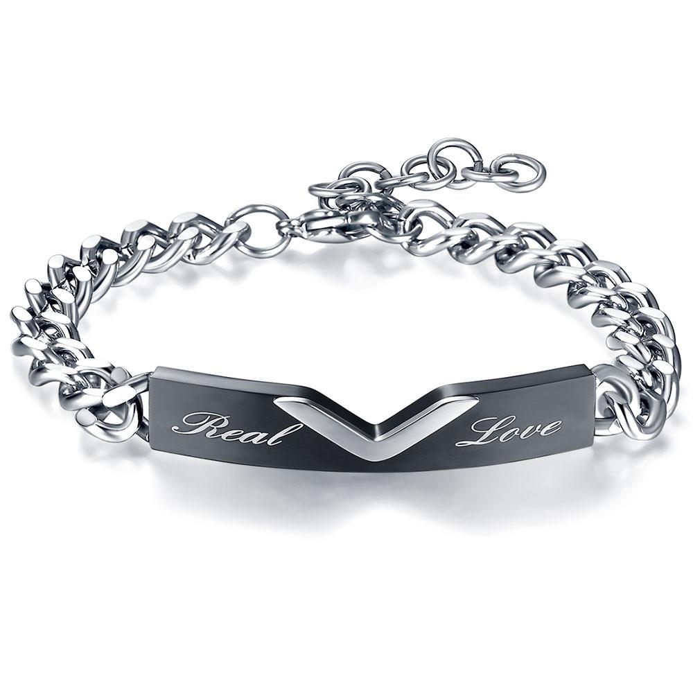 5MM Titanium Steel Valentine s Couple Bracelet - Customizable with Laser Engraving