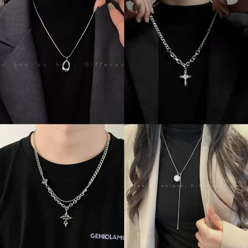 Trendy brand versatile men's hip-hop niche high-end chain accessories melted cross pendant men's necklace accessories