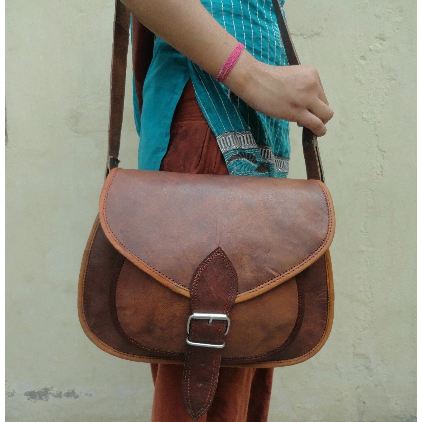 

Кожаная сумка-саквояж ручной работы винтажная натуральная седловая на плечо мессенджер женский дизайн 13 x 10 x 4 in