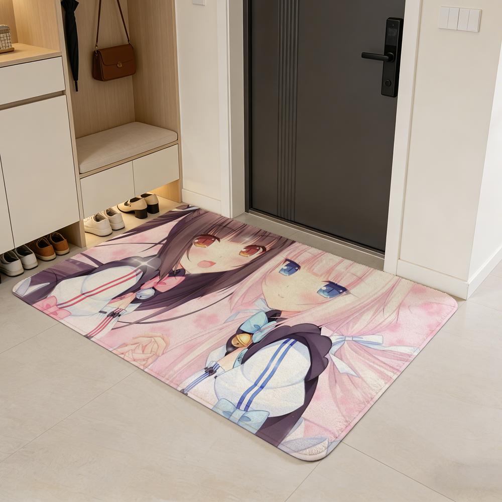 game N-Nekopara Floor Mat Flannel Door Mat Non-Slip Absorbent Washable Indoor Home Rug