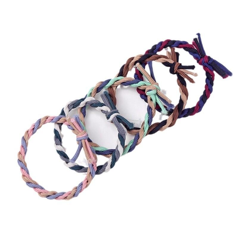 Colorful Plaited Braid Hairband with High Elasticity, Hair Elastic Band, Thickened Hand-woven Hair Tie, Knotted Hair Rope