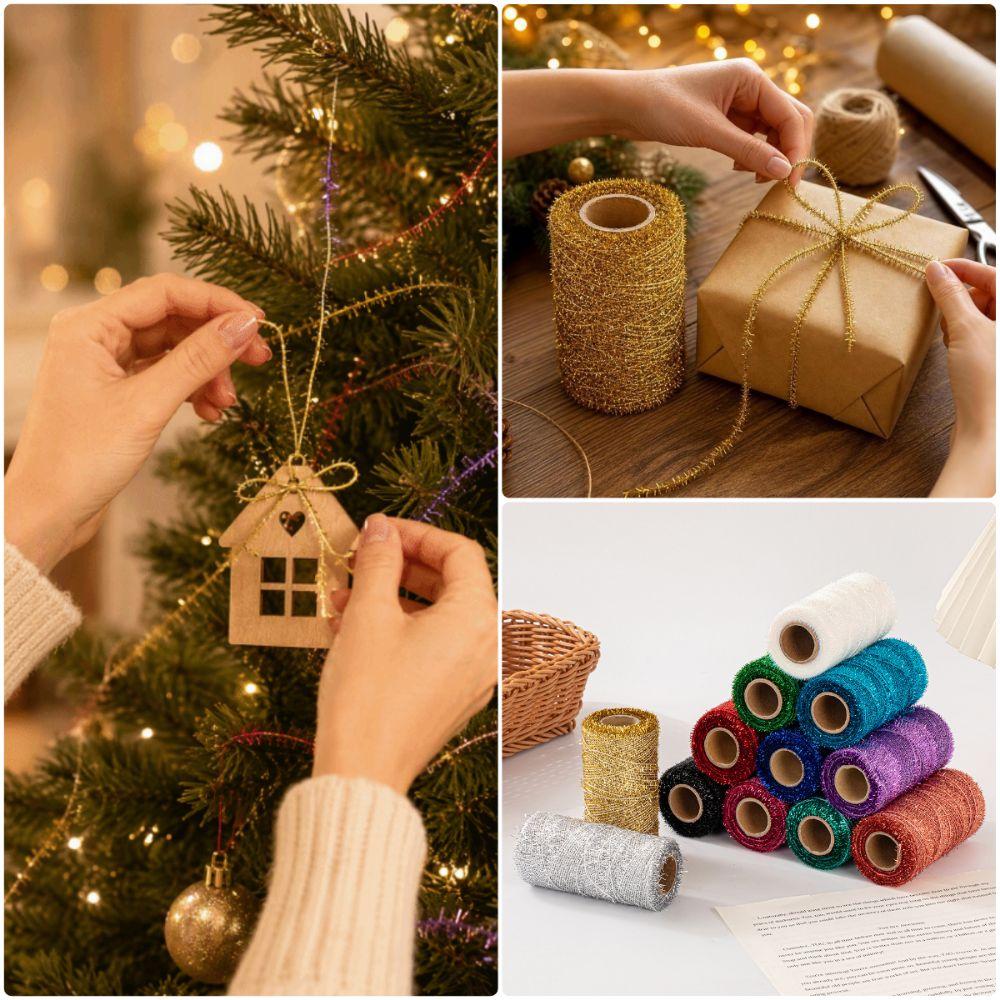 1mm 200m Weihnachtliches Dekorationsgarn Gedrehte Textur Makramee Kordel Seil Geschenkpapierschleife