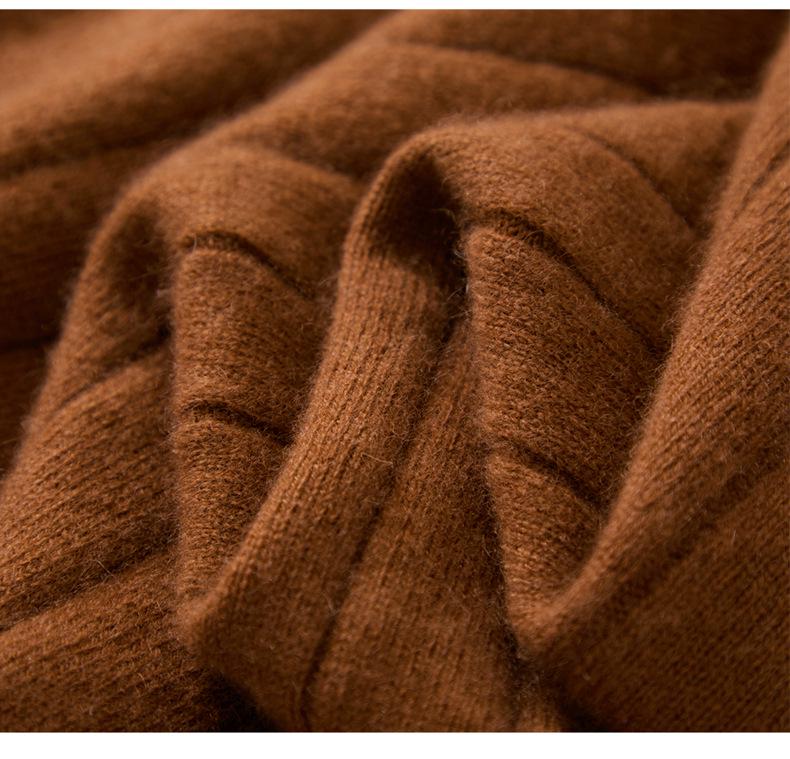 Women's Pure Cashmere Ribbed Knit Pullover - Autumn/Winter Round Neck Base Layer
