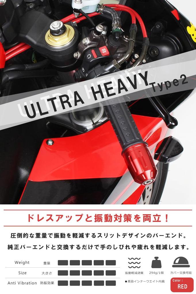 POSH 033579-02-10 Motorcycle Goods Handlebar End Ultra Heavy Bar End Type 2 For Kawasaki