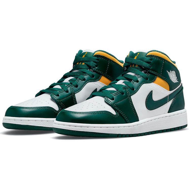 Air Jordan 1 Mid GS Sonics Buty dla dzieci Biały Szlachetny-Zielony Pyłek 554725-371