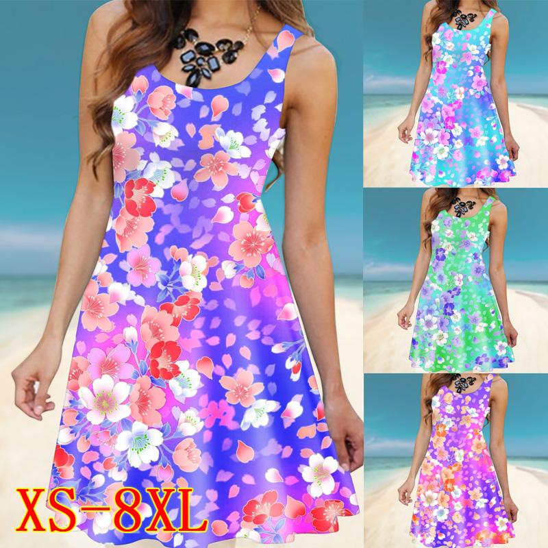 Buy Summer Dress Sleeveless Women Printing Dresses Casual Dress at