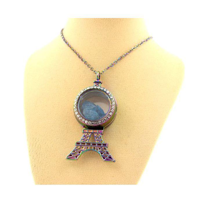 Pierres et Minéraux. Collier Apatite bleu neon brut. Modèle France.