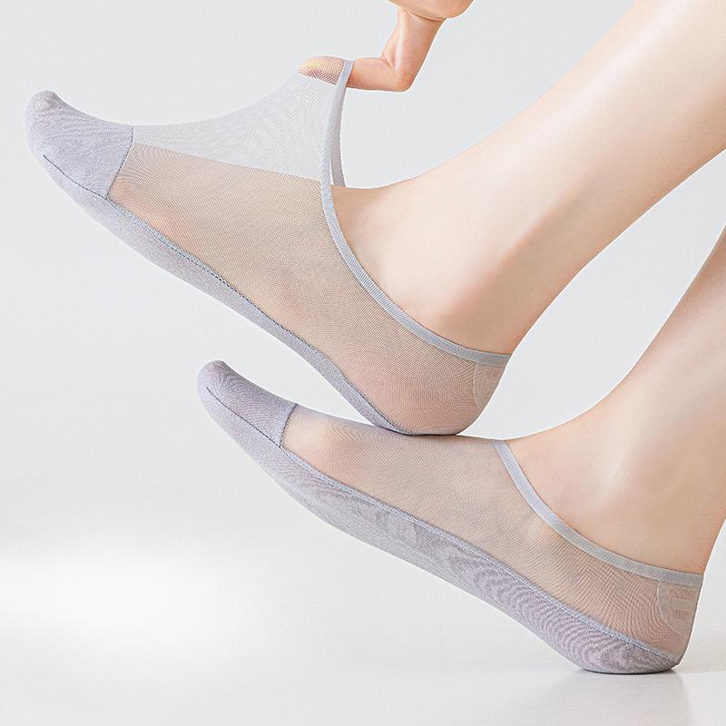 Women's Summer Thin Cotton Socks, Ice Silk Boat Socks, Solid Color, Ice-feel, Shallow Mouth, Invisible Sweat-absorbing and Odor-proof Short Socks