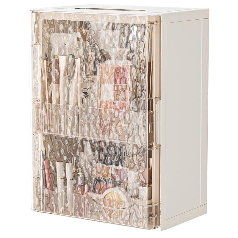 Elegant Folding Desktop Storage: Plastic Lipstick & Cosmetics Organizer