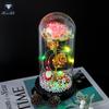 Rose Flower Preserved in Glass Dome with Night Light - Mother's Day or Birthday Gift Ornament
