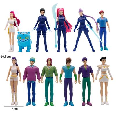 Anime 12pcs Kpop Caçadores de Demônios Figuras Caçadores de Demônios Figura Huntrix Brinquedo Tigre Derpys Rumi Mira Zoey Estatueta Sussy Ornamento Presente