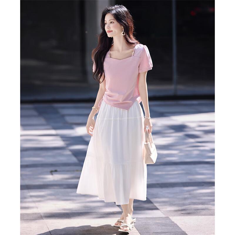 Women's Fake Two-Piece Sweet Design Short Sleeve T-Shirt