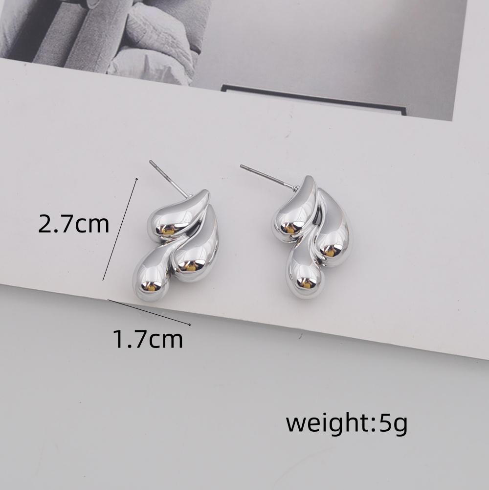 Irregular Three Waterdrop Geometry Gold Color Smooth CCB Drop Earrings for Women Minimalism Hyperbole Fashion Party Jewelry