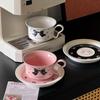 Bow High Looking Girl Coffee Cup Saucer Set Creative Ceramic Tea Cup Gift Household Water Cup Breakfast Cup