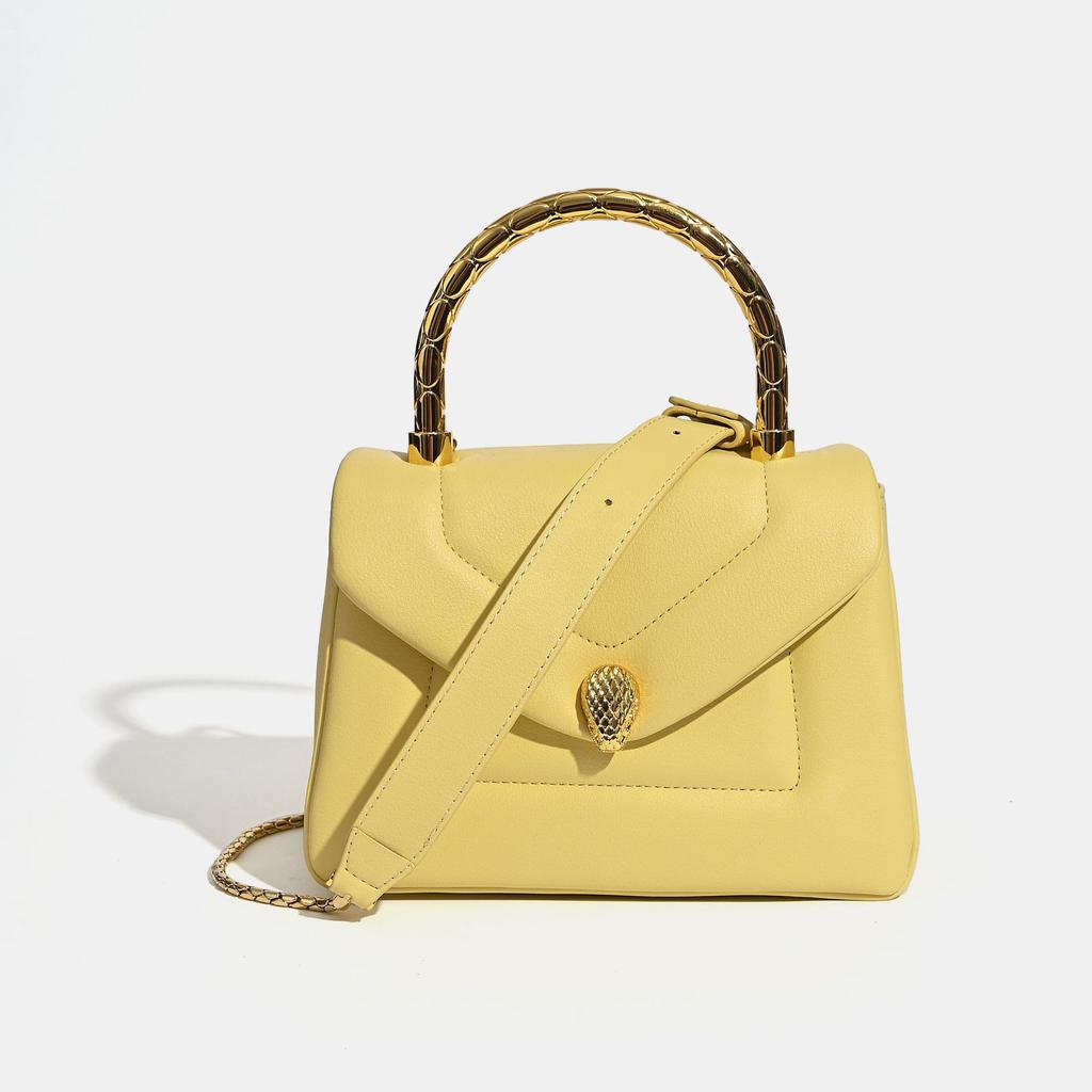 Handheld Small Square Bag, Genuine Leather Women's Bag, Crossbody Style, High-end Genuine Leather Bag
