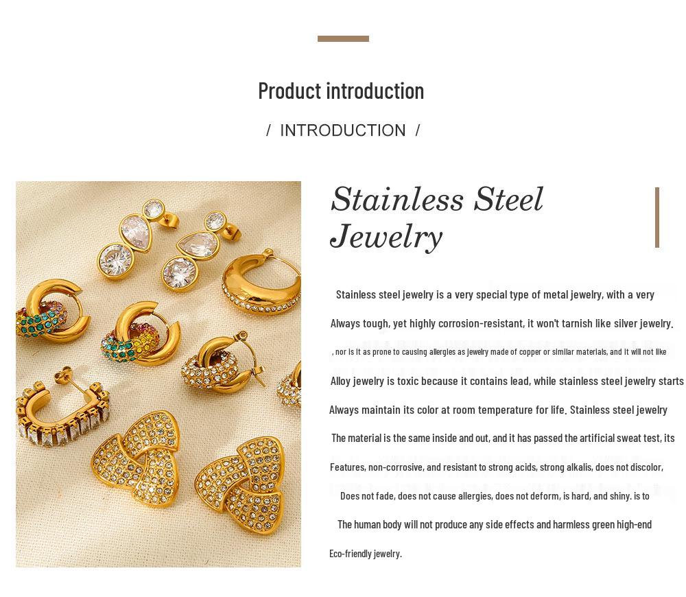 18K Gold-Plated Geometric Heart Zirconia Stainless Steel Ring - High-End Feel, Color-Preserving