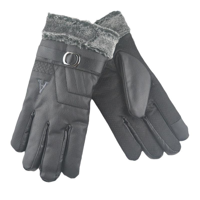 Autumn and Winter Men's New Velvet Thermal Gloves