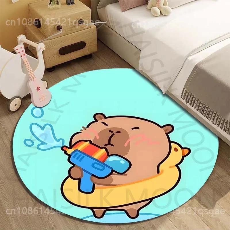 Disney Capybara Cartoon Gedruckte Runde Matte Wohnzimmer Sofatisch Schlafzimmer Boden Teppich Große Fläche Haustier Teppich Heimdeko Geschenke