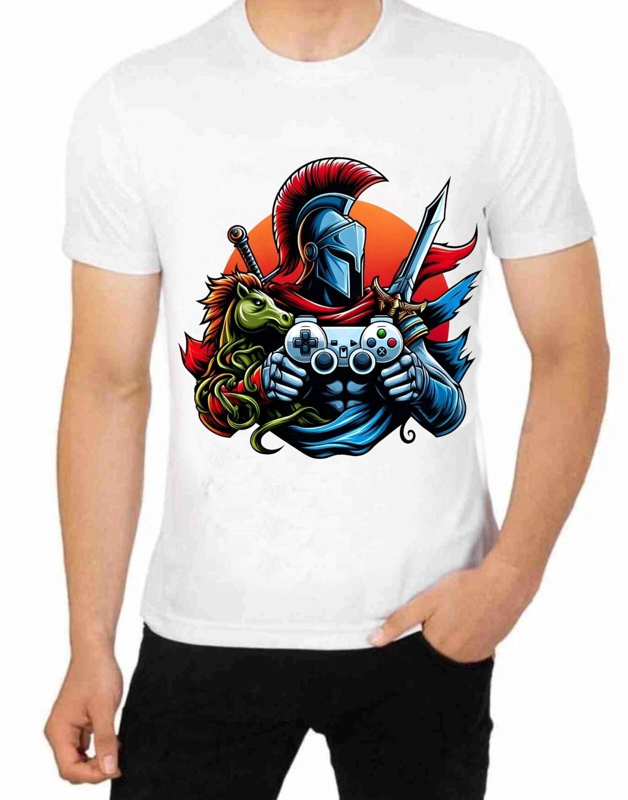 Gaming Gamer T-Shirt Character Art The Knight Nerd Play Computer Games XL