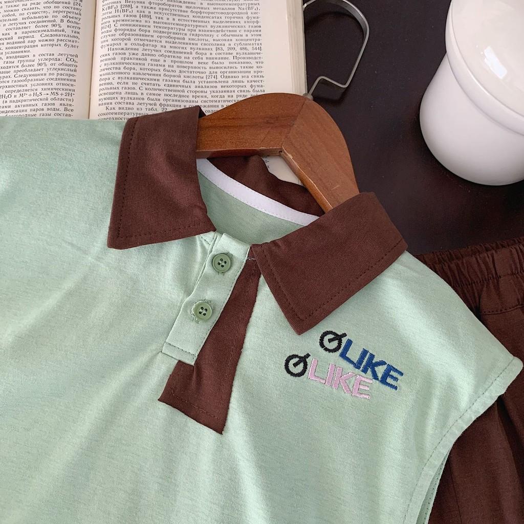 Adorable Children's Summer Outfit Set With Embroidered Sleeveless Polo Shirt And Shorts