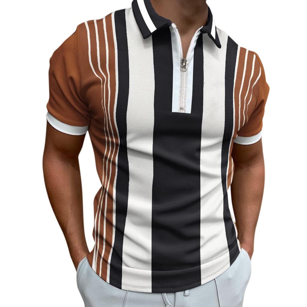 Men's Shirt Golf Shirt Retro Color Contrast Outdoor Street Short Sleeves Button-Down Print Clothing Apparel Fashion Designer Casual Breathable