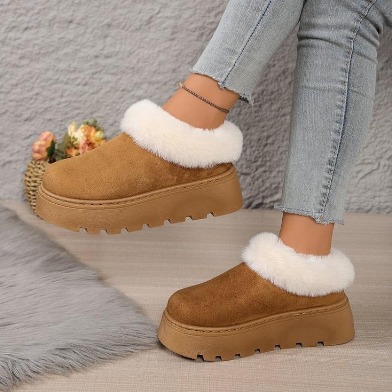 

Новые зимние толстоподошвенные увеличивающие рост сноубутсы с закрытым носком, женская уличная обувь, плюшевые хлопковые шлепанцы 38 коричневый