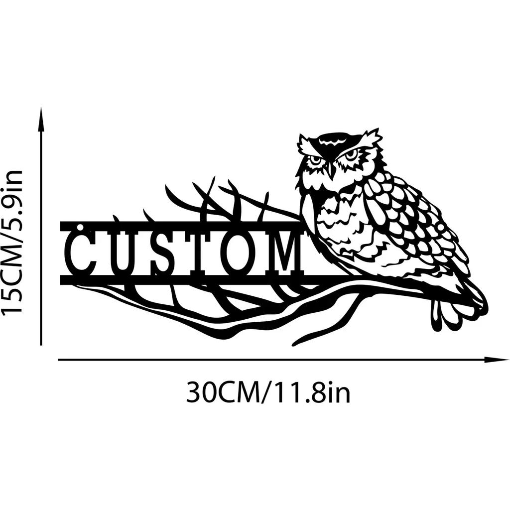 Metal House Number Owl Address Sign, Custom Street Number Plaque, Wrought Iron Door Decor