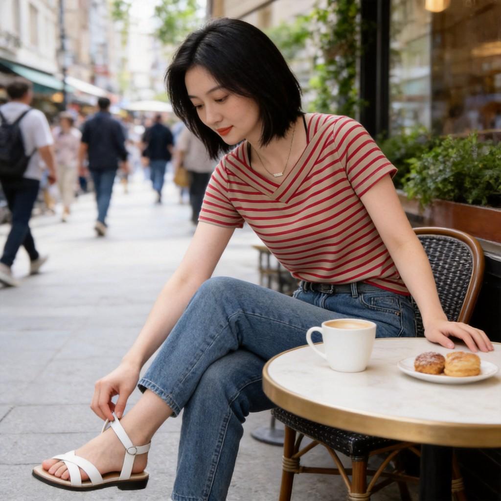 Oversize Striped T Shirt With Embroidery For Women Summer Casual Fashion