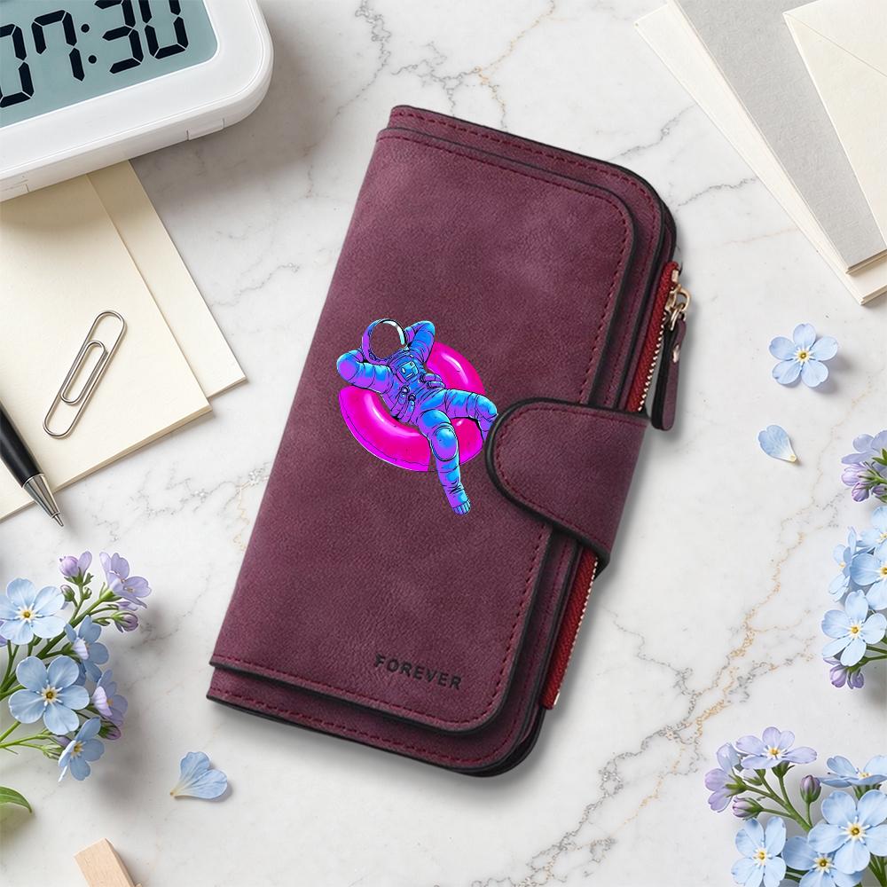 Astronaut Print Long Wallet Portable Fashion Purse Forever Design Casual Card Holder