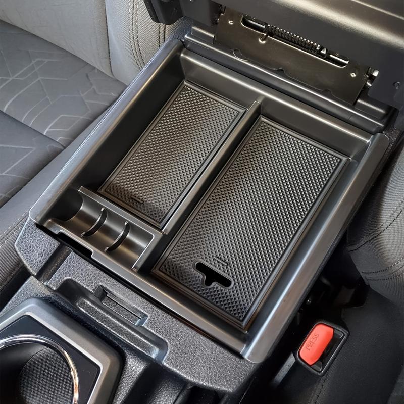For Toyota Tacoma 2016- Center Console Armrest Organizer Tray Durable ABS Black Storage Box With Divider Car Accessories