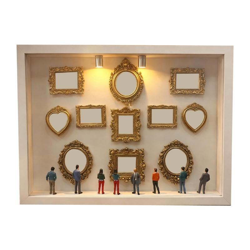 DIY Mini Museums Silhouettes Box,Shadows Box Frame Display Case,Personalize Photo Shadows Box Display with Figurine