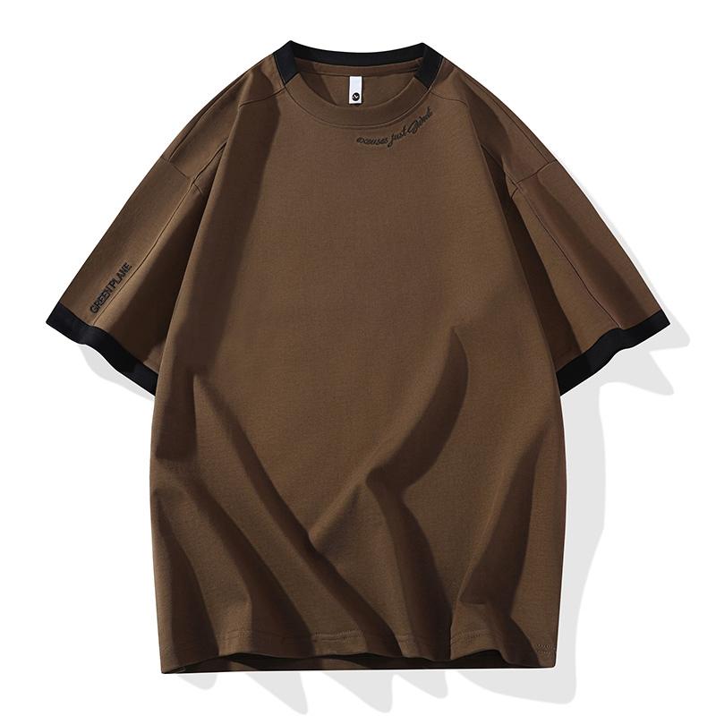 Contrast Color Short-sleeved T-shirt Men s Outdoor Sports Half-sleeved Thin Breathable Shirt 2XL коричневый 1870₽