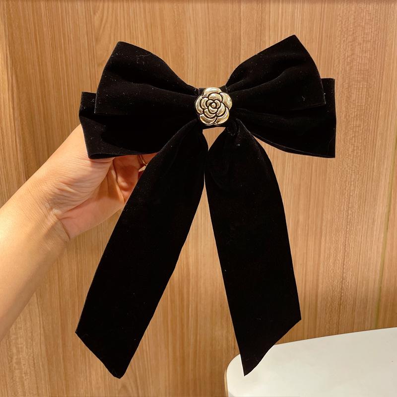 French Retro Red Velvet Oversized Bow Hair Clip for Women - Autumn/Winter Edition