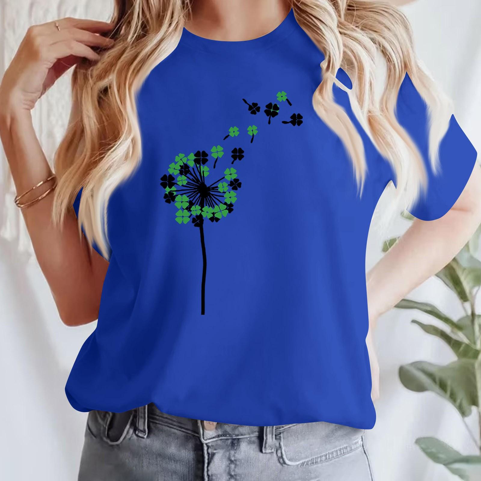 

Женская повседневная футболка с принтом, пуловер с круглым вырезом, топ с короткими рукавами L