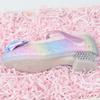 Girls' Rainbow Leather High Heel Shoes with Soft Sole and Velvet Lining for Autumn/Winter