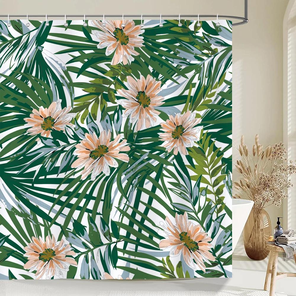 Flower Butterfly Tulip Bath Curtain Waterproof Fabric Shower Curtains Floral Leaf Bathtub Screen for Bathroom Home Decor