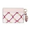 Gucci Chinese New Year Collection Horsebit Printed Leather Trim Coated Fabric Card Holder Women's Pink