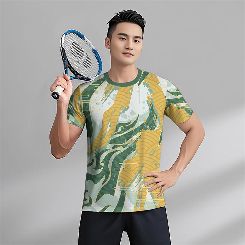 Men's Quick Drying Short Sleeve Sports T Shirt Fitness Running Tennis Sportswear T-shirts Summer Trendy Outdoor Breathable Tees
