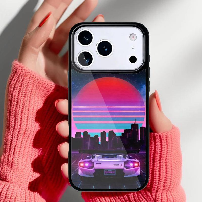 Synthwave 80's Retro Neon Phone Case for iPhone 17 Air 16e 15 14 13 Pro Max Back Cover for 12 11 Pro Coque
