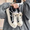 2024 Juodi Vyriški Drobės Batai Pavasario Mados Dizainerio Platforminiai Sportbačiai Vulkanizuoti Sportiniai Atsitiktiniai Vyriški Batai Neslystantys Zapatos Hombre