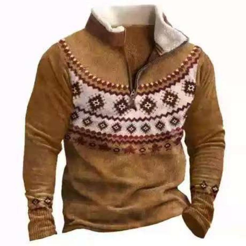 Men Loose Western Cowboy Style Casual Printed Pullover Short Sleeve T Shirt