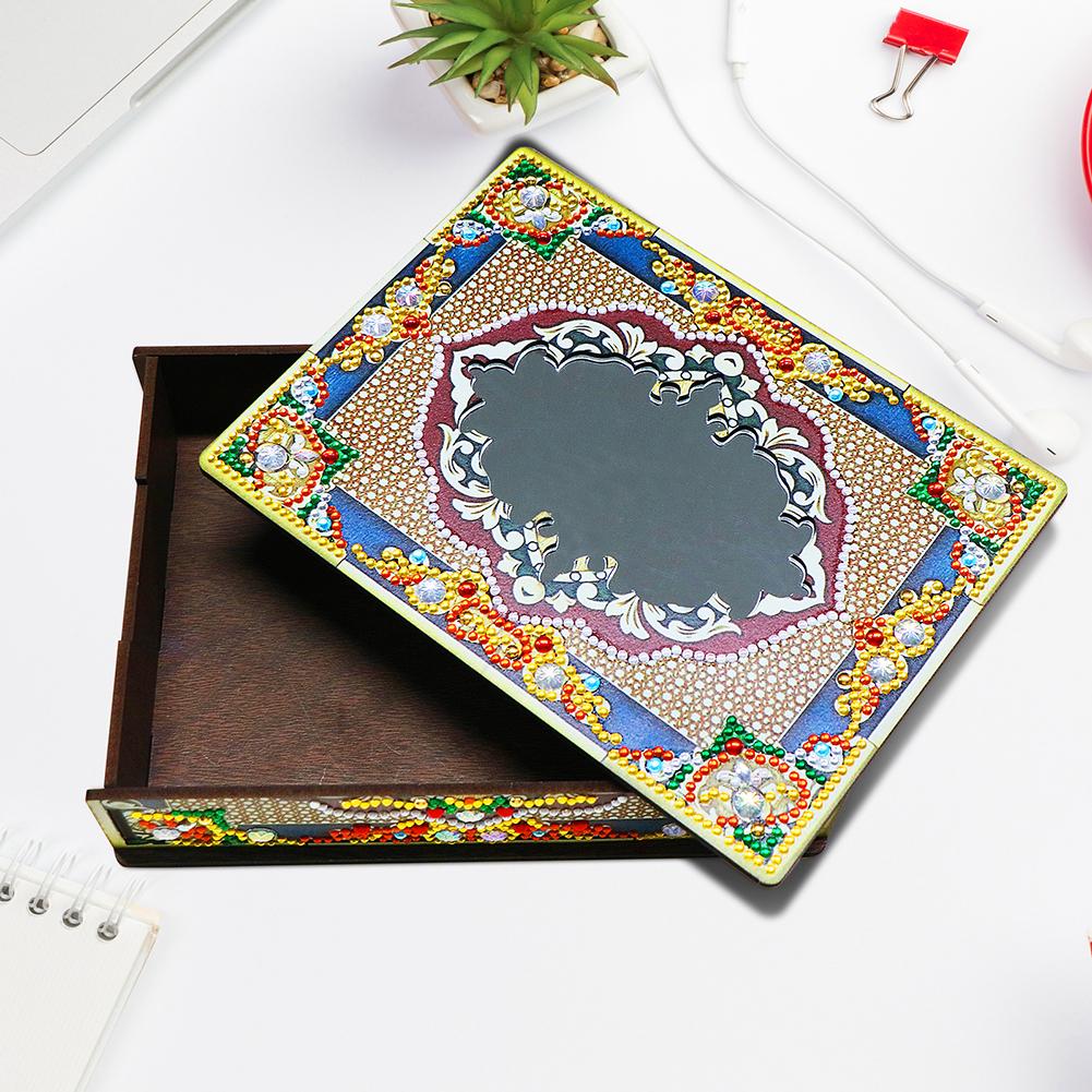 DIY Diamond Painting Jewelry Storage Box Wooden Earrings Necklace Storage Case Special Shaped Mosaic Embroidery Cross Stitch Kit