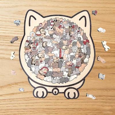Cats Shaped Wooden Puzzle - A Unique Animal-shaped Wooden Puzzle Gift