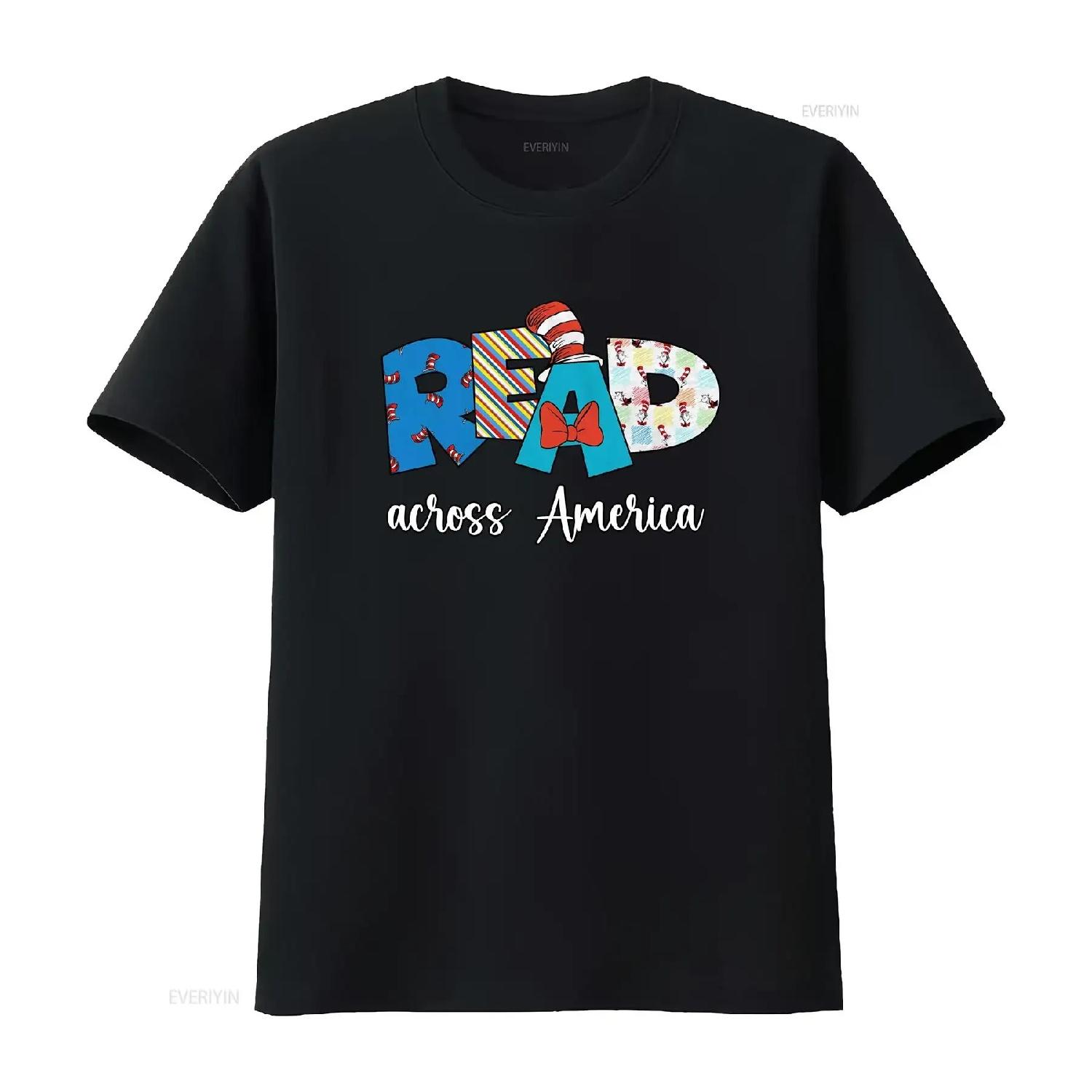 

Read Across America T Shirt Reading Day Teacher Miss Things National School BYMG26 vintage Washed Top For Everyday Wear S чёрный