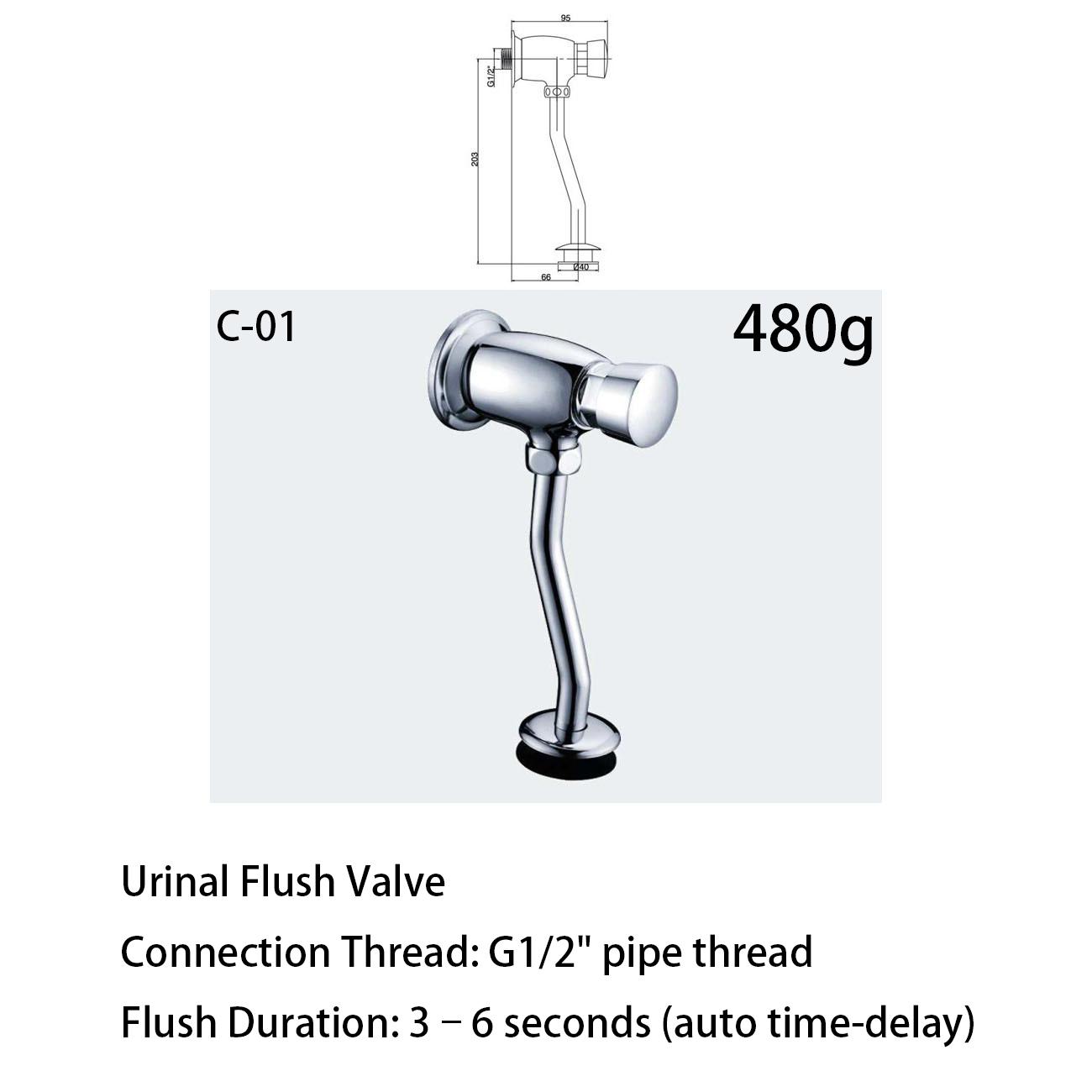 Brass Wall Mounted Water Saving Urinal Flush Valve Manual Hand Control Flushing Valve for Public Restroom Hotel School