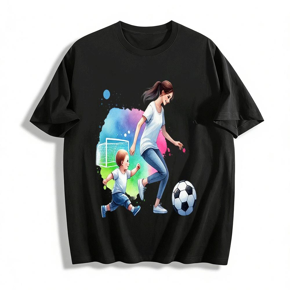 Parent-child Soccer Time Printed Casual T-shirt Pure cotton T-shirt XXS
