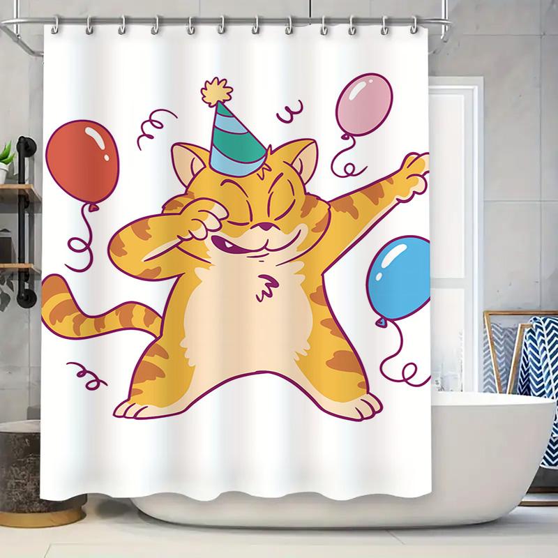 

Decorate Your Bathroom With A Fun And Whimsical Cat Shower Curtain For Kids W60H190(CM)-1 Pcs