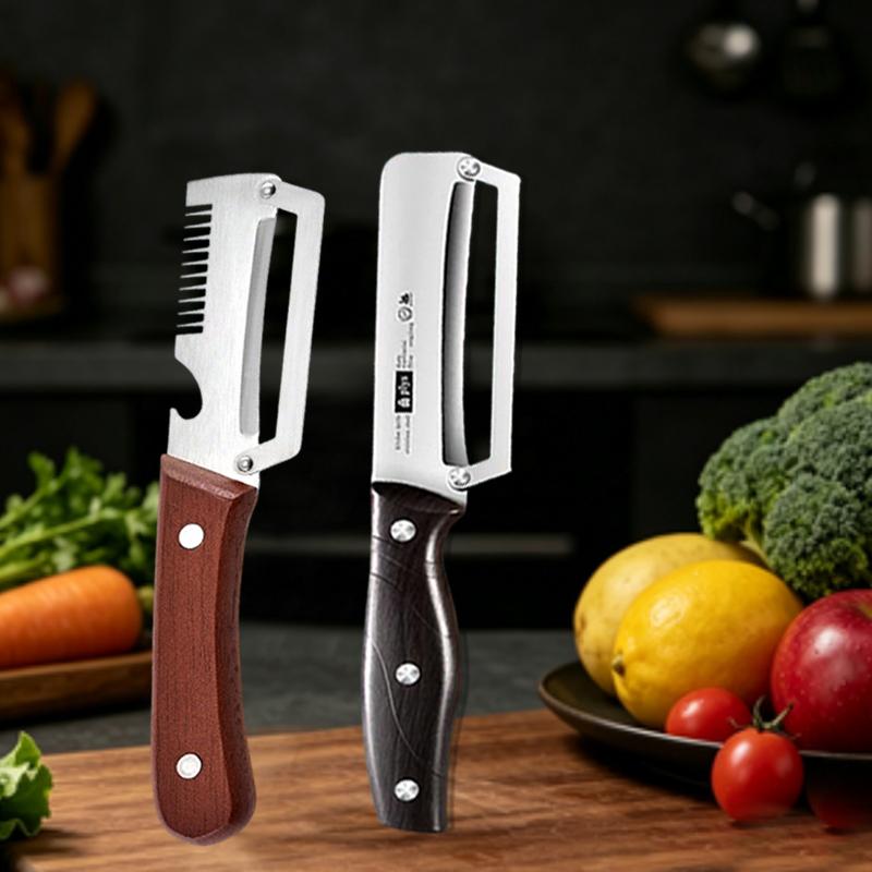 Stainless Steel Kitchen Peeler Green Onion Slicer 3-in-1 Multi-Functional Peeler for Fruits and Vegetables Bottle Opener Peeler
