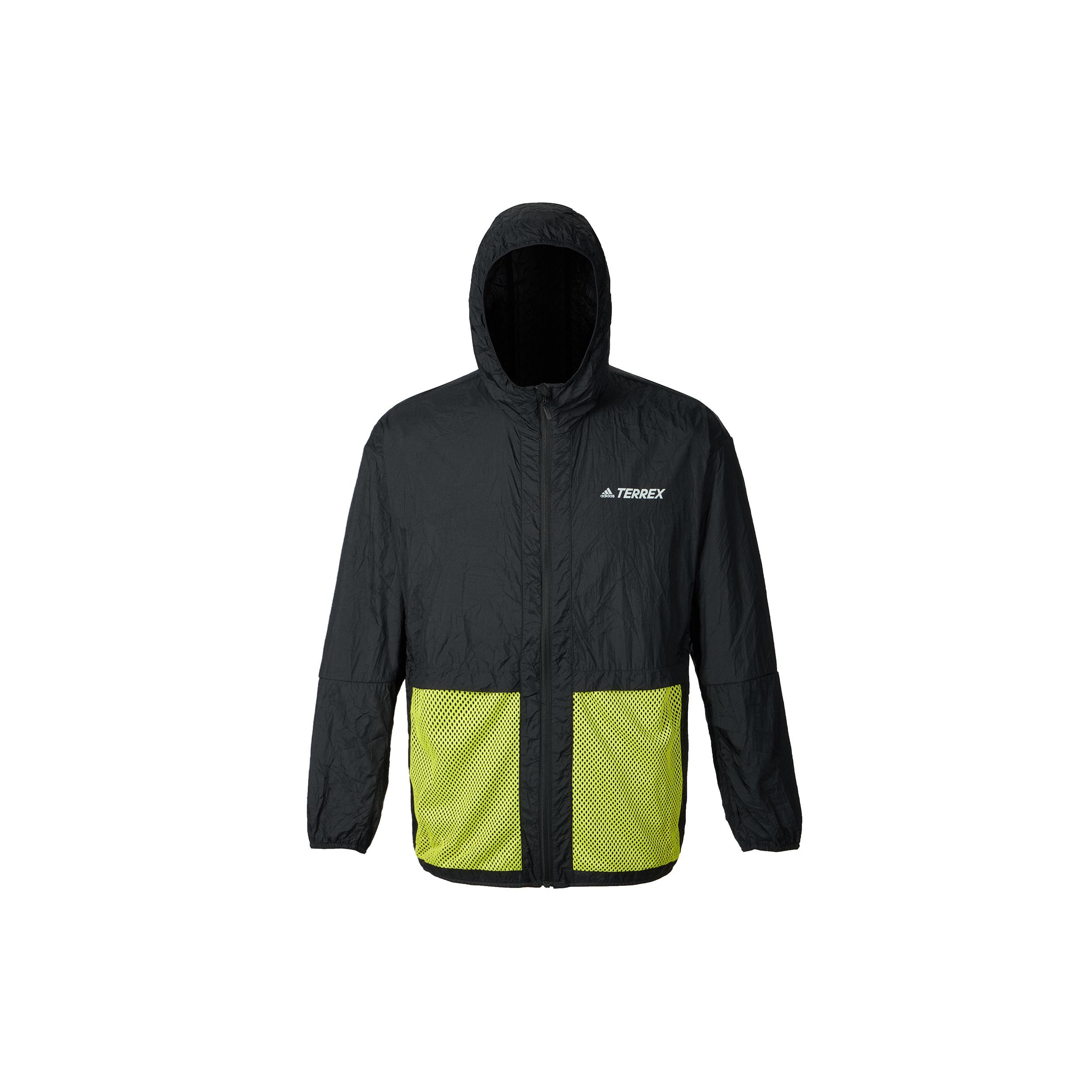 adidas Terrex Bao Pack Windb Outdoor Sports Mesh Contrasting Colors Pocket Hooded Jacket Black Men s GN7601 XL