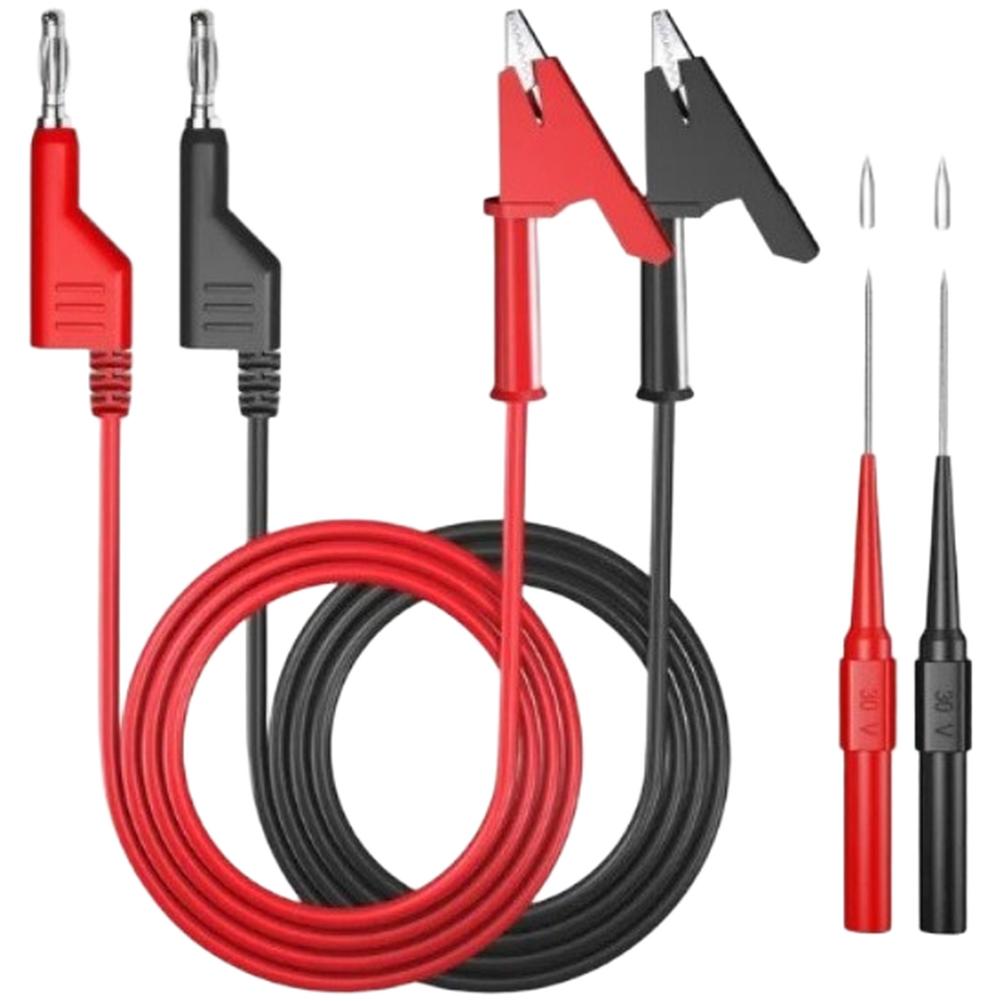 Multimeter Cable Test Leads 4mm Banana with For alligator Clips and Steel Probe Tip for Electrical Testing 1000V 15A